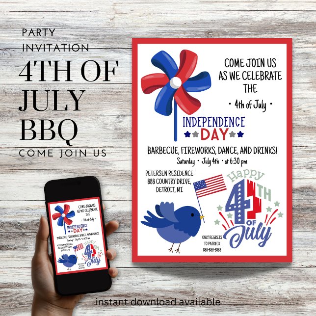 4th of July BBQ Come Join US Party Invitation (Birthday Depot
4th of July BBQ Come Join US Party Invitation)