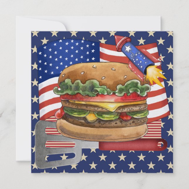 4th of July - BBQ Cook Out ! SRF Invitation (Front)