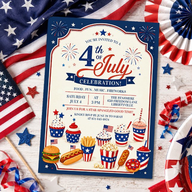 4th of July BBQ Cookout Party Invitation (Creator Uploaded)
