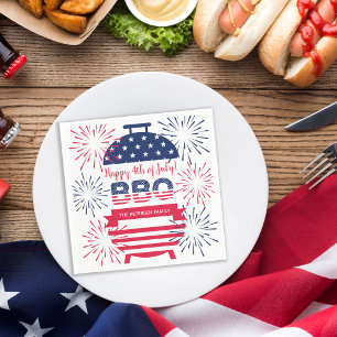 4th of July bbq  fireworks stars and stripes Napkin