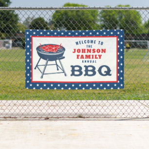 4TH of July BBQ Grill Personalised Family Reunion Banner