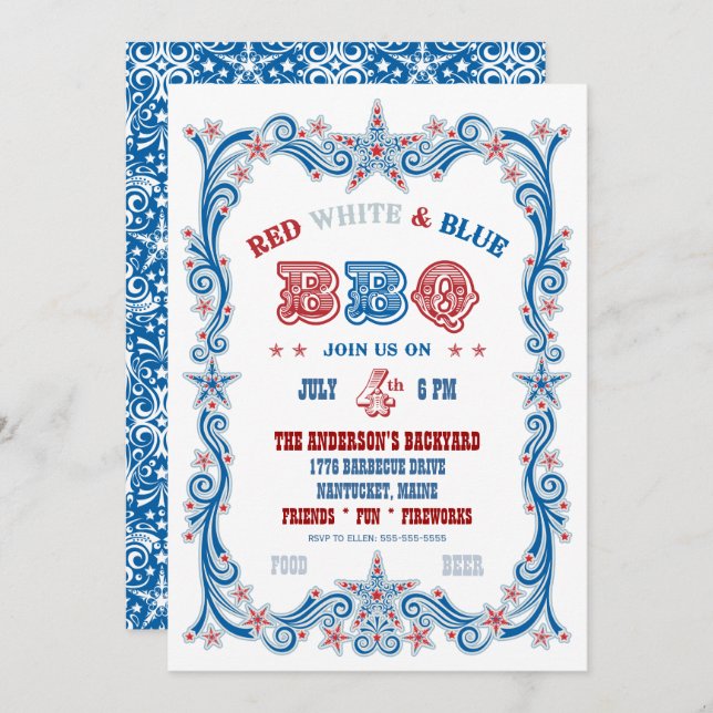 4th of July BBQ Invitation (Front/Back)