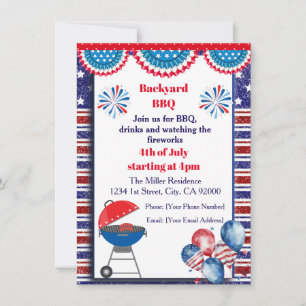 4th Of July BBQ Invitation, Party In USA Invite