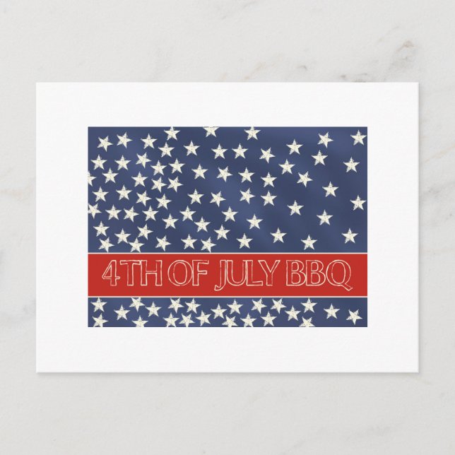 4th of July BBQ invitation Postcard (Front)