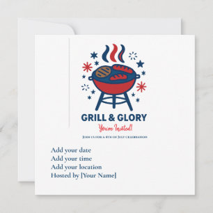 4th of July BBQ Invitation – Red White and Blue Pa