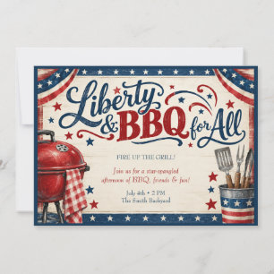 4th of July BBQ Party Invitation Liberty & BBQ