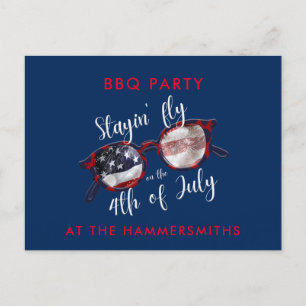 4th of July BBQ Party Invitation Postcard