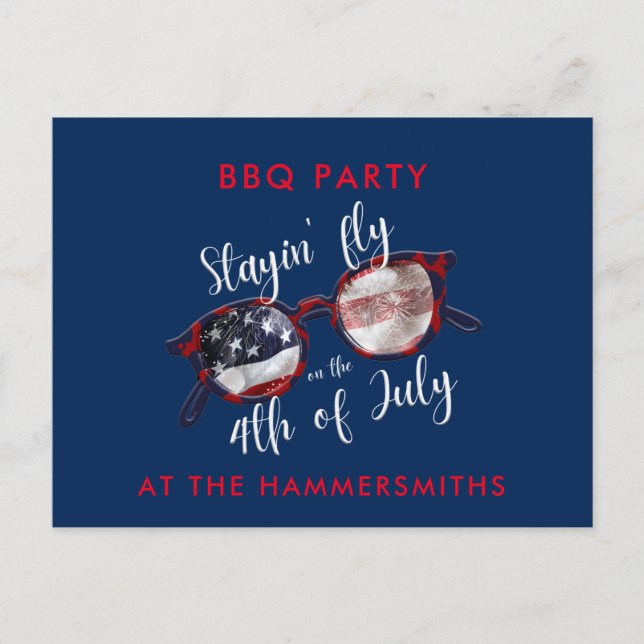 4th of July BBQ Party Invitation Postcard (Front)
