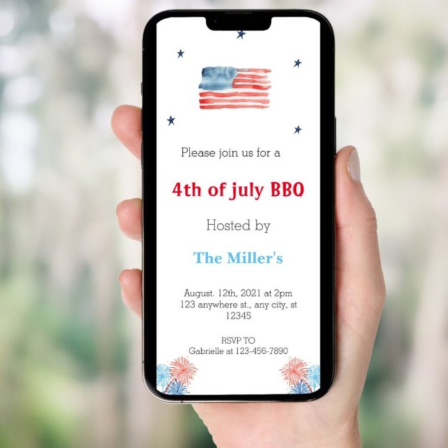 4th of july BBQ party Phone invitations (Creator Uploaded)