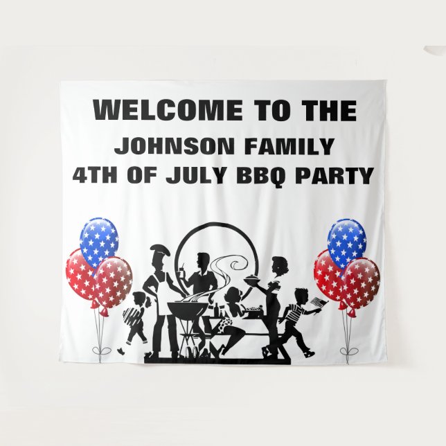 4th Of July BBQ Party Welcome  Tapestry (Front (Horizontal))
