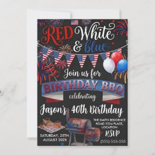 4th of July BBQ Patriotic Birthday Invitation