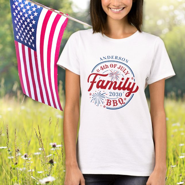 4th Of July BBQ Personalised Family Reunion Unisex T-Shirt (Creator Uploaded)