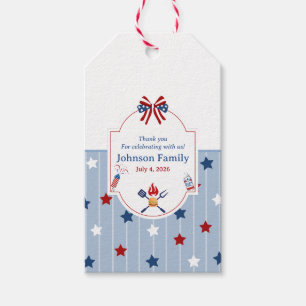 4th of July BBQ Red White Blue Stripes Patriotic Gift Tags