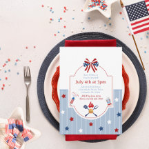 4th of July BBQ Red White Blue Stripes Patriotic