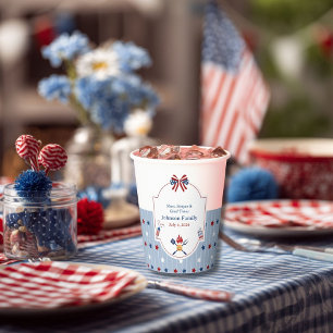 4th of July BBQ Red White Blue Stripes Patriotic Paper Cups