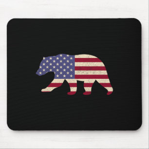 4th Of July Bear Patriotic American Flag Grandpa F Mouse Pad