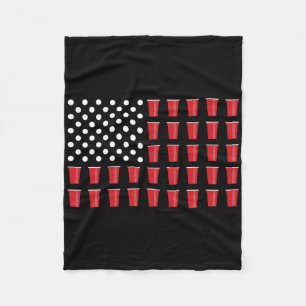 4th Of July Beer Pong American Flag College Party  Fleece Blanket
