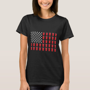 4th Of July Beer Pong American Flag College Party T-Shirt