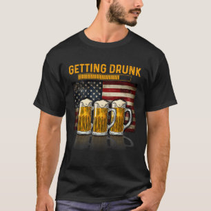 4Th Of July Beer Usa Flag Getting Drunk Please Wai T-Shirt