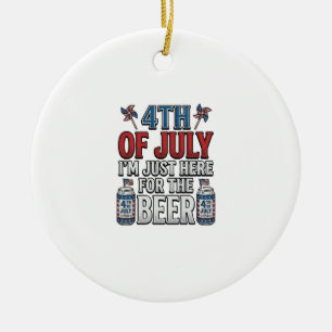 4th of July Beer Vintage Patriotic Shirt Design_1 Ceramic Tree Decoration