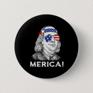 4th Of July Ben Franklin Merica USA Boys Girls Kid 6 Cm Round Badge