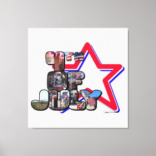 4th Of July Big Letter Star Canvas Print