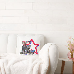 4th Of July Big Letter Star Cushion
