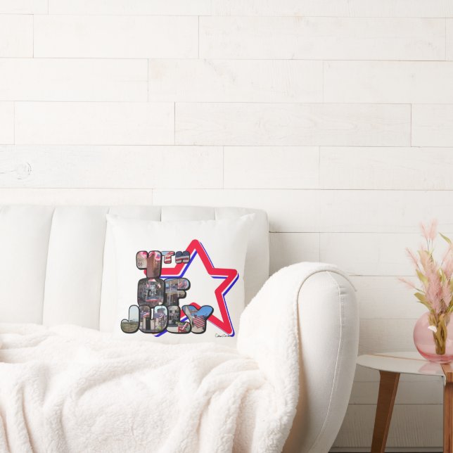 4th Of July Big Letter Star Cushion (Couch)