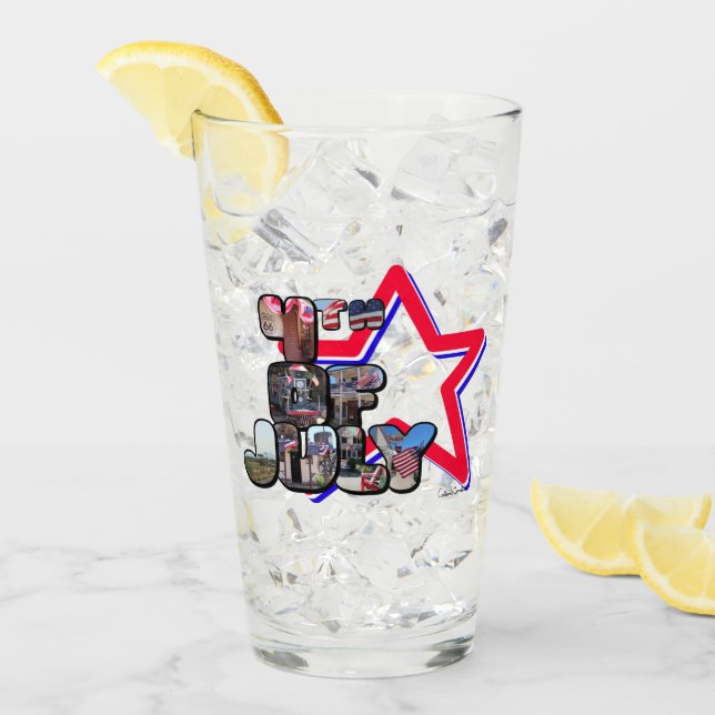 4th Of July Big Letter Star Glass (Front Ice)