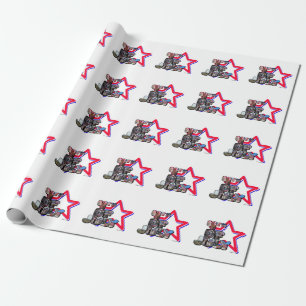 4th Of July Big Letter Star Wrapping Paper