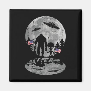 4th Of July Bigfoot Alien Ufo Funny Patriotic Wome Magnet