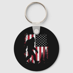 4th Of July Bigfoot Sasquatch American Flag Patrio Key Ring