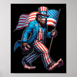 4th Of July Bigfoot Sasquatch Patriotic American F Poster