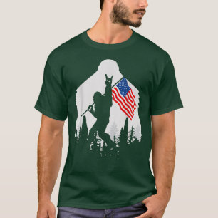 4th of July Bigfoot Sasquatch USA American Flag T-Shirt