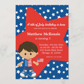 4th of July birthday boy Invitation