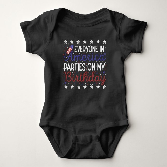 4th Of July Birthday Celebrations America Funny  Baby Bodysuit (Front)