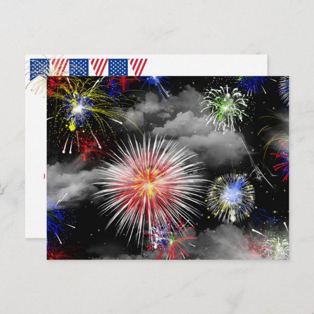 4th of July Birthday Fireworks Party Postcard (Front/Back)