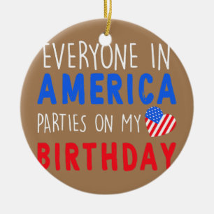 4th of July Birthday Gift Ceramic Tree Decoration