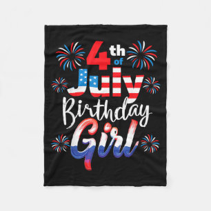 4th of July Birthday Girl Fleece Blanket