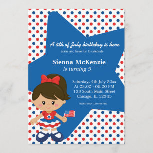 4th of July birthday girl Invitation