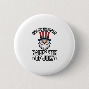 4th of July Birthday Gnome Patriotic Shirt Design_ 6 Cm Round Badge