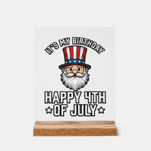 4th of July Birthday Gnome Patriotic Shirt Design_ Acrylic Sign