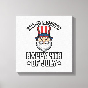 4th of July Birthday Gnome Patriotic Shirt Design_ Canvas Print