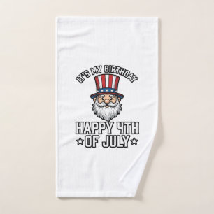 4th of July Birthday Gnome Patriotic Shirt Design_ Hand Towel