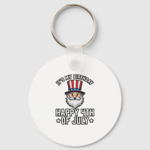 4th of July Birthday Gnome Patriotic Shirt Design_ Key Ring