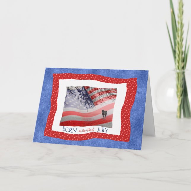 4th of July Birthday in Red White and Blue Card (Front)