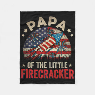 4th Of July Birthday Papa Of The Little Firecracke Fleece Blanket