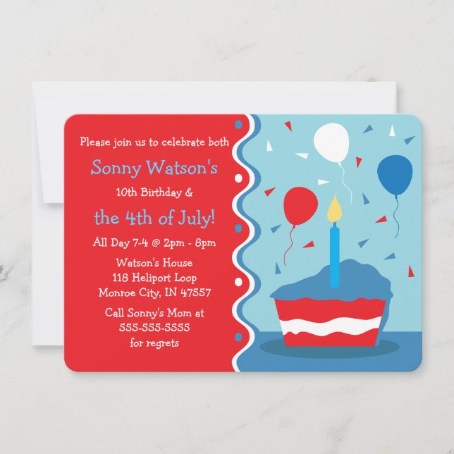 4th of July Birthday Party Invitations (Front)