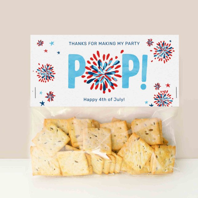 4th of July Birthday Party Treat Bag Toppers Place Card (4th of July birthday party bag topper)