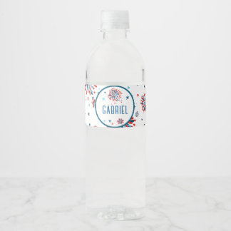 4th of July Birthday Party Water Bottle Label